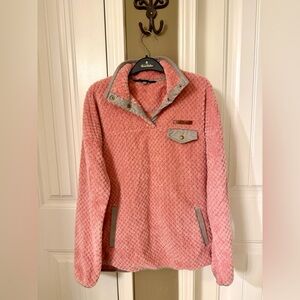 Simply Southern Pink Teddy Jacket with Gray Details